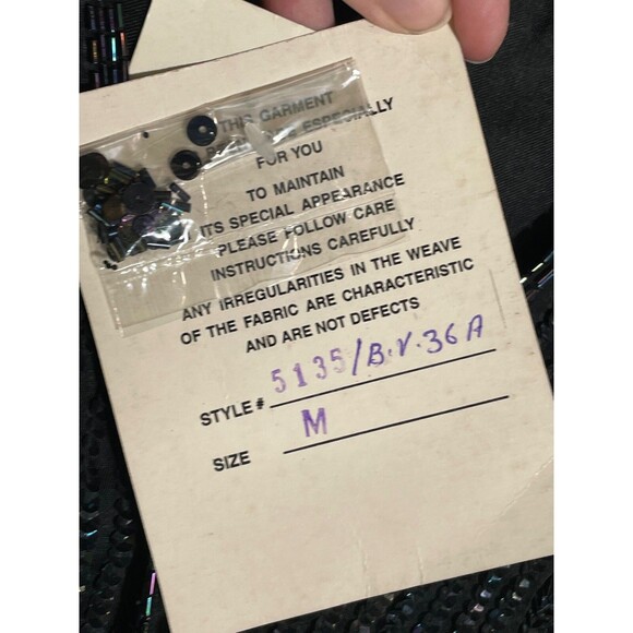 Vintage Black Sequin Vest Spell Bound Cropped Retro 80s 90s NOS NWT Size M - Picture 9 of 14